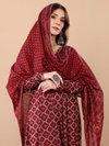 Maroon Colour Rayon Printed Kurti With Pant Dupatta Online Wholesale Aaradhna 2046